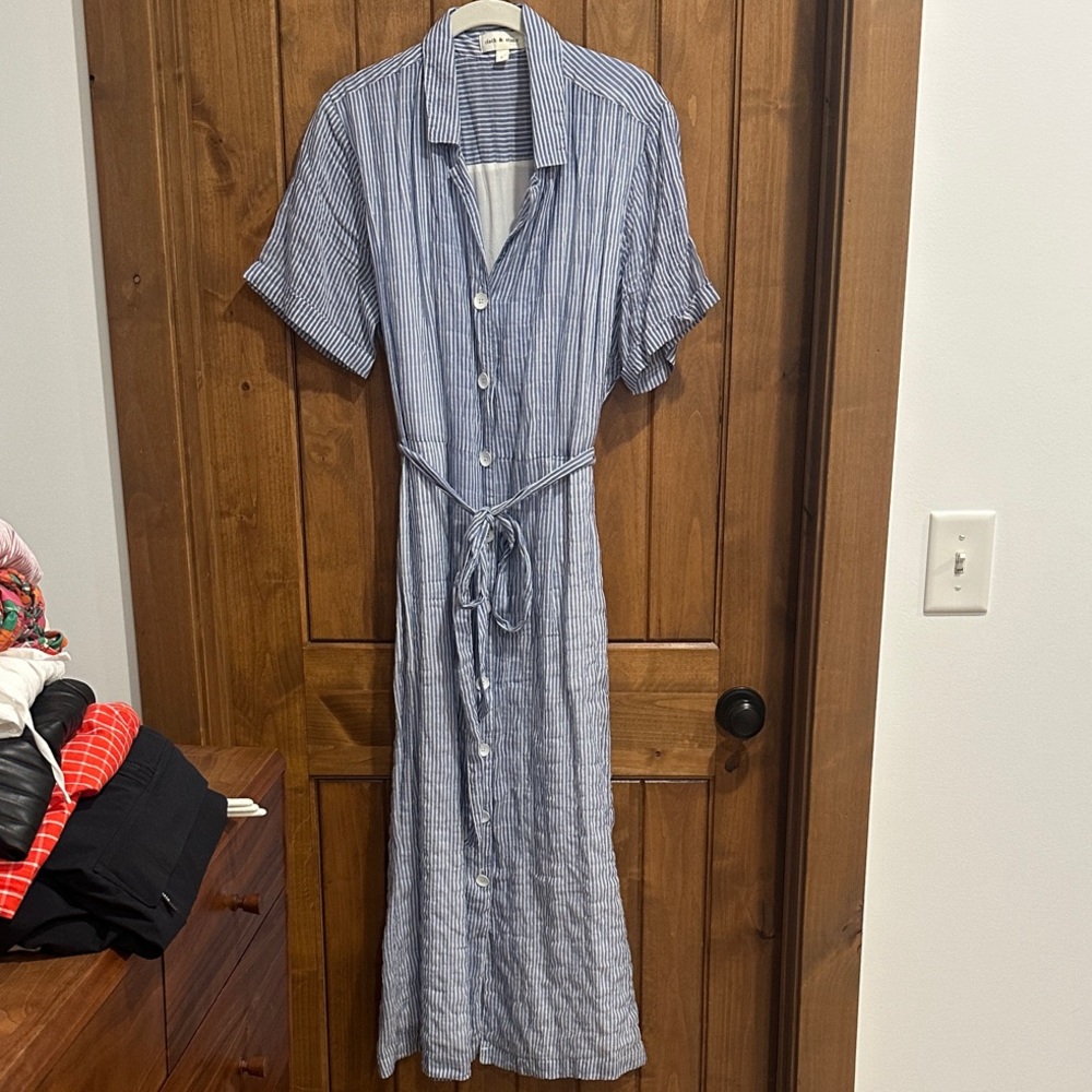 Cloth & Stone Navy Striped Maxi Dress
